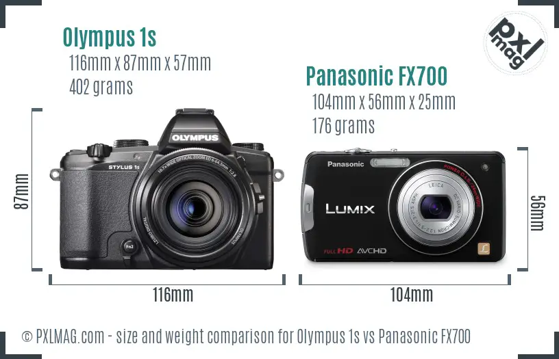 Olympus 1s vs Panasonic FX700 size comparison