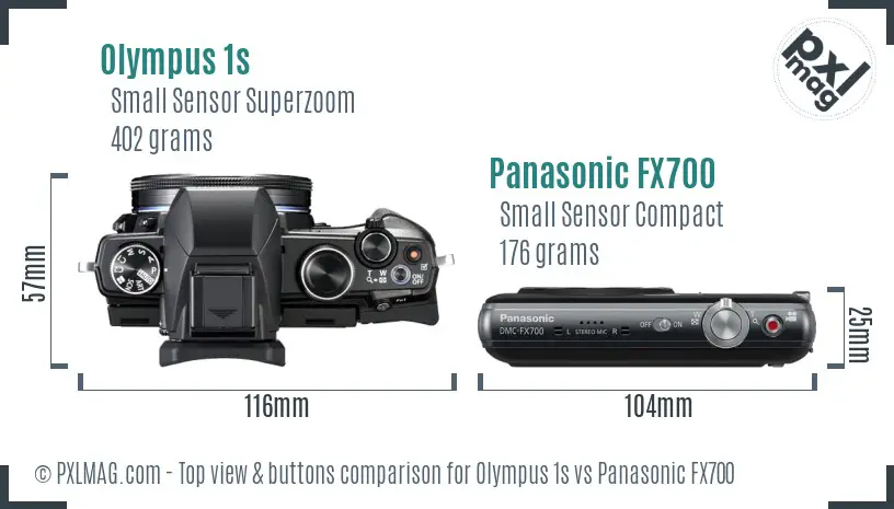 Olympus 1s vs Panasonic FX700 top view buttons comparison