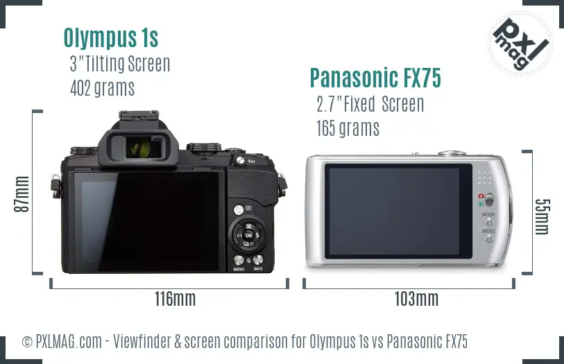 Olympus 1s vs Panasonic FX75 Screen and Viewfinder comparison