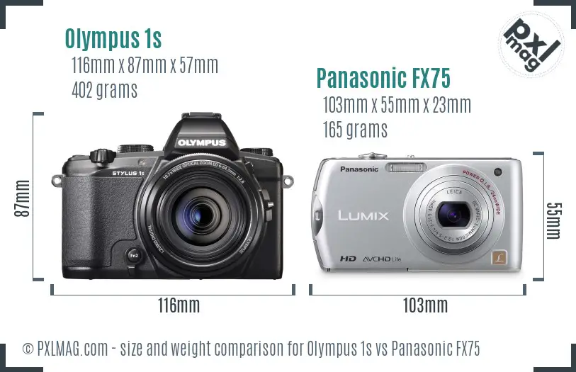Olympus 1s vs Panasonic FX75 size comparison
