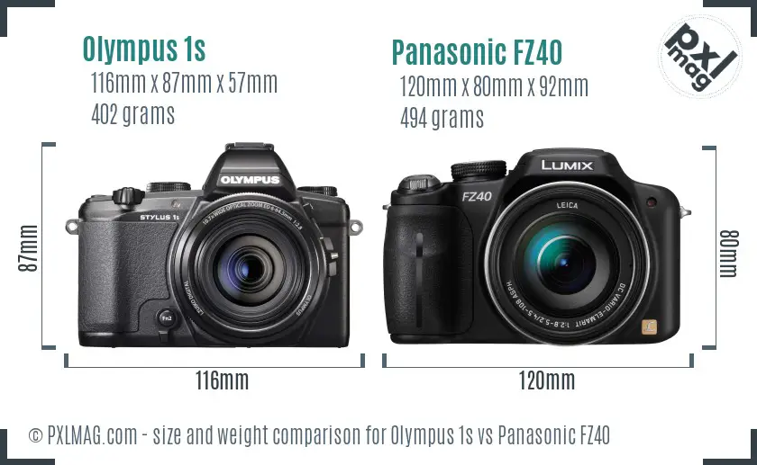 Olympus 1s vs Panasonic FZ40 size comparison