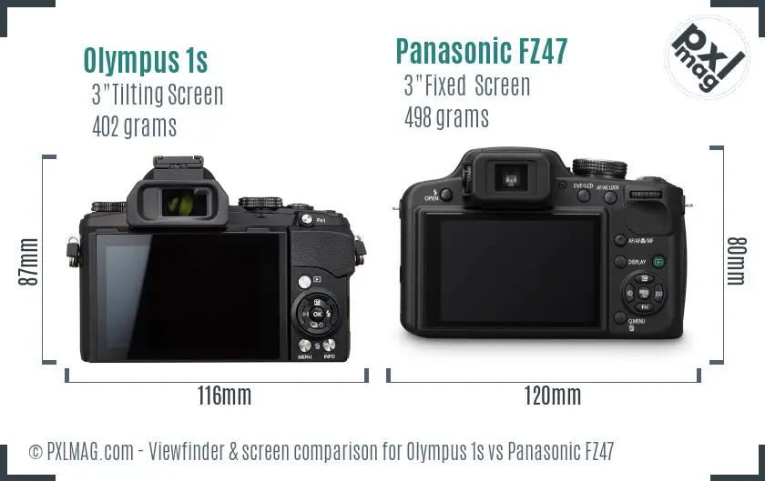Olympus 1s vs Panasonic FZ47 Screen and Viewfinder comparison