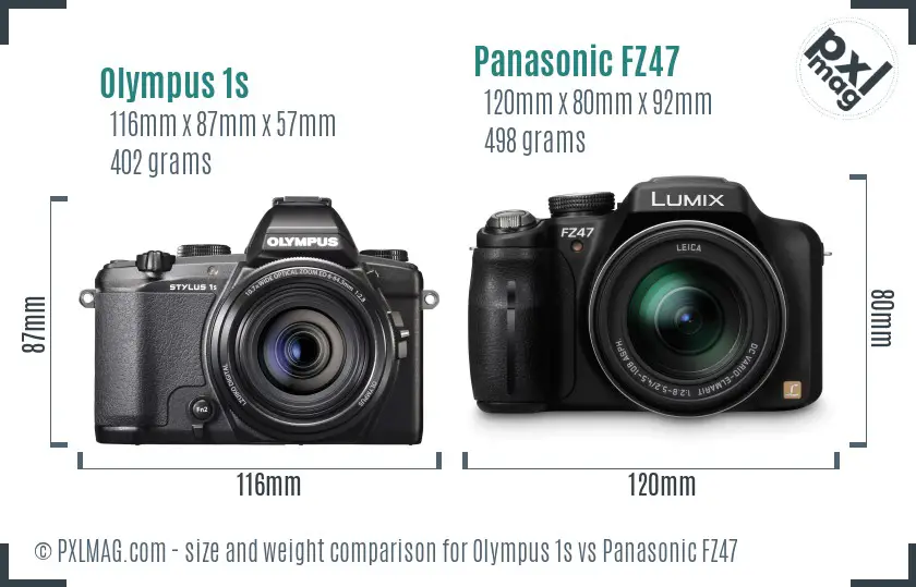 Olympus 1s vs Panasonic FZ47 size comparison