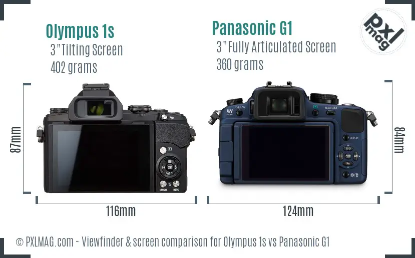 Olympus 1s vs Panasonic G1 Screen and Viewfinder comparison
