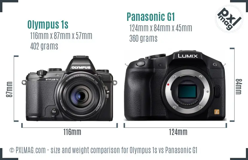 Olympus 1s vs Panasonic G1 size comparison