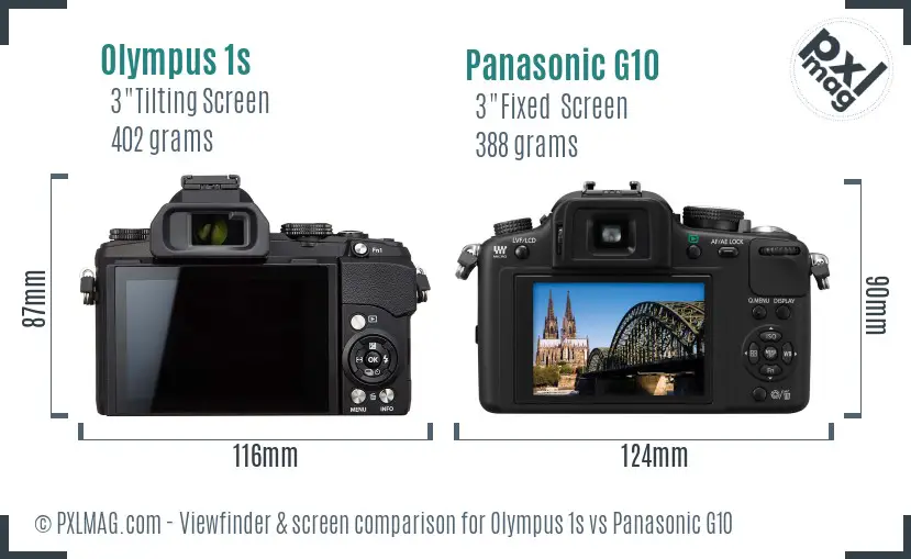 Olympus 1s vs Panasonic G10 Screen and Viewfinder comparison