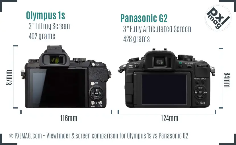 Olympus 1s vs Panasonic G2 Screen and Viewfinder comparison