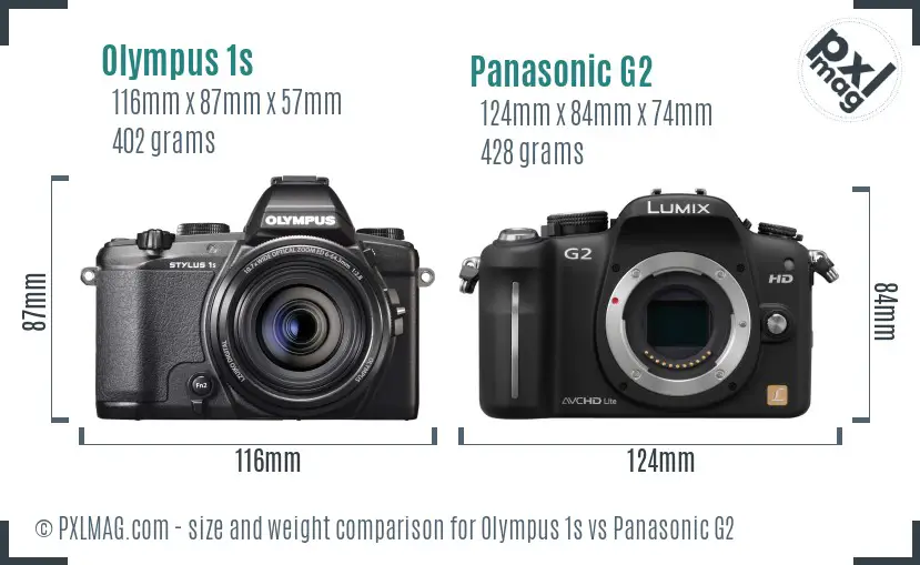 Olympus 1s vs Panasonic G2 size comparison