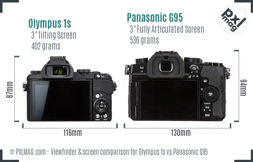 Olympus 1s vs Panasonic G95 Screen and Viewfinder comparison