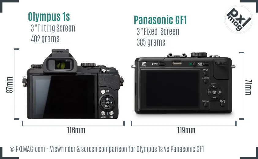 Olympus 1s vs Panasonic GF1 Screen and Viewfinder comparison