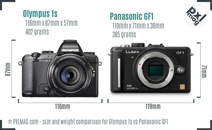 Olympus 1s vs Panasonic GF1 size comparison