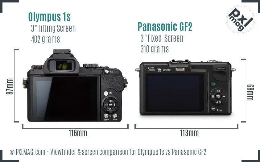Olympus 1s vs Panasonic GF2 Screen and Viewfinder comparison