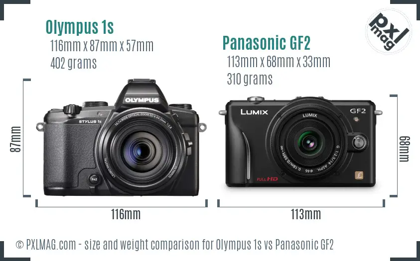 Olympus 1s vs Panasonic GF2 size comparison