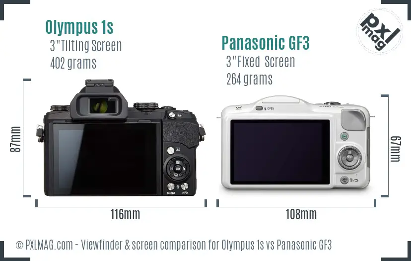 Olympus 1s vs Panasonic GF3 Screen and Viewfinder comparison