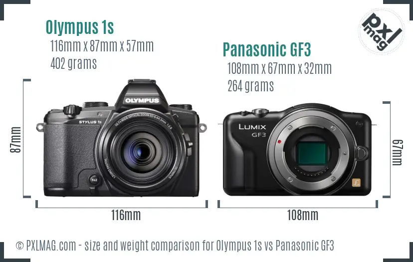 Olympus 1s vs Panasonic GF3 size comparison