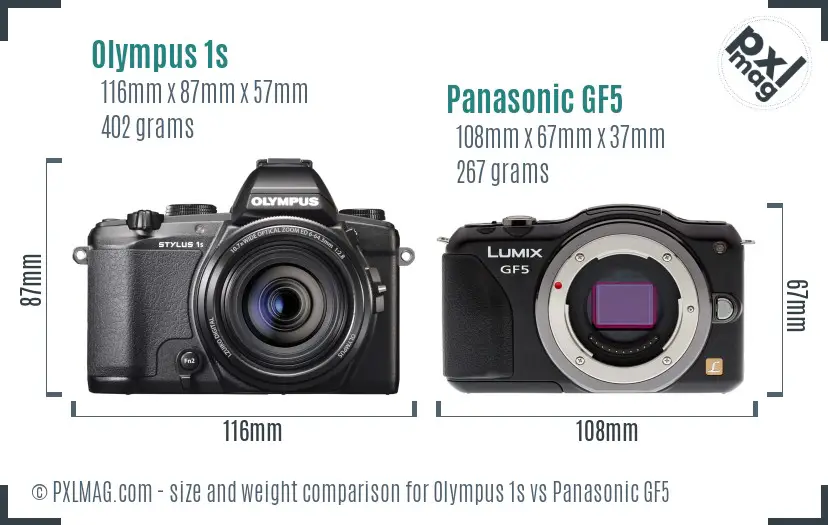 Olympus 1s vs Panasonic GF5 size comparison