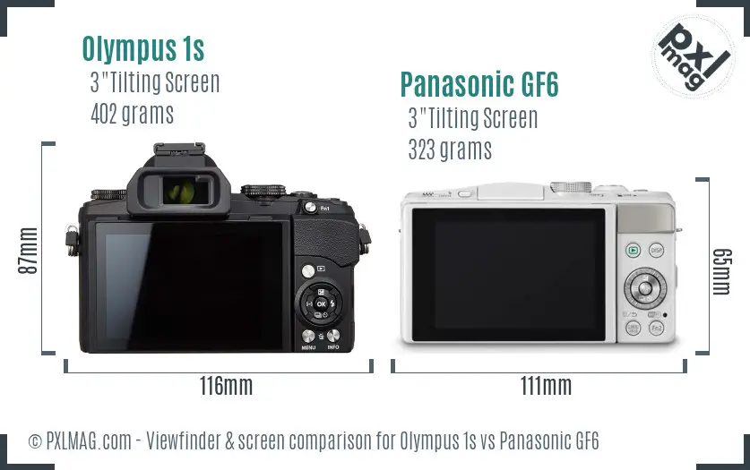 Olympus 1s vs Panasonic GF6 Screen and Viewfinder comparison