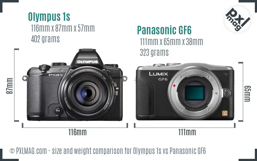 Olympus 1s vs Panasonic GF6 size comparison
