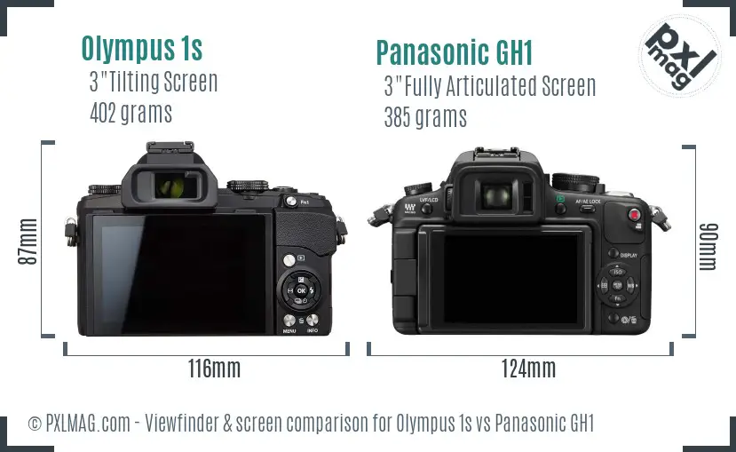 Olympus 1s vs Panasonic GH1 Screen and Viewfinder comparison