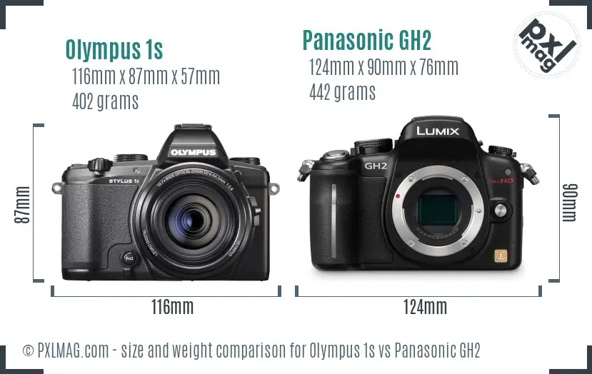 Olympus 1s vs Panasonic GH2 size comparison