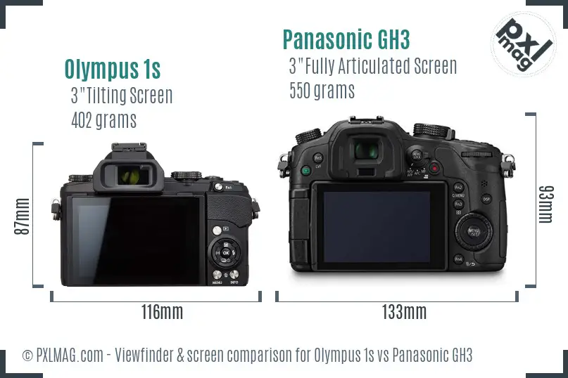 Olympus 1s vs Panasonic GH3 Screen and Viewfinder comparison