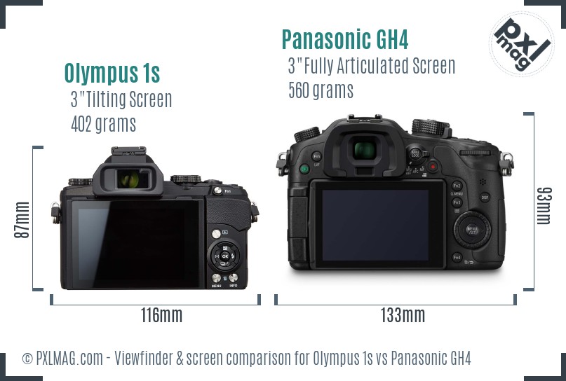 Olympus 1s vs Panasonic GH4 Screen and Viewfinder comparison