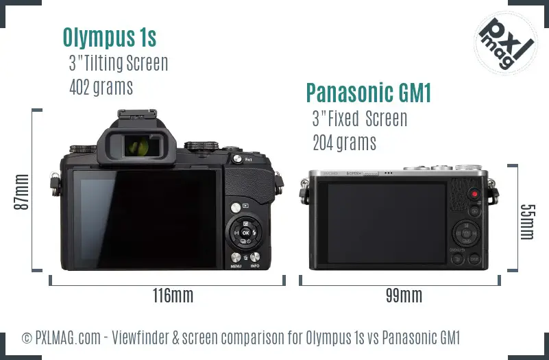 Olympus 1s vs Panasonic GM1 Screen and Viewfinder comparison
