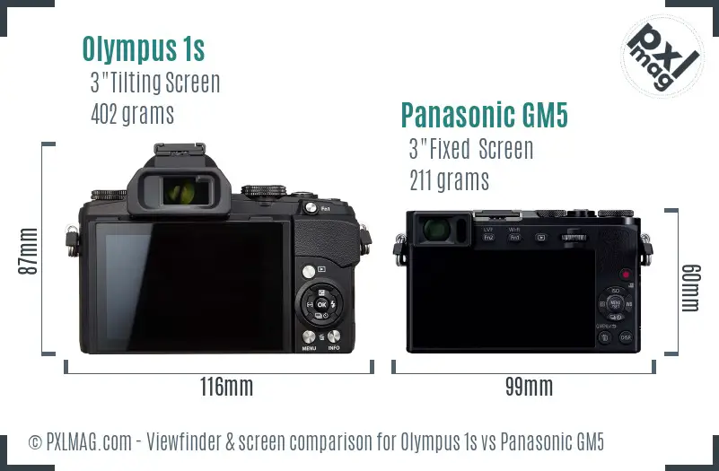 Olympus 1s vs Panasonic GM5 Screen and Viewfinder comparison