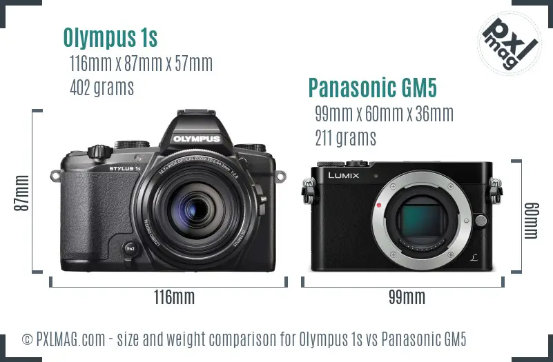 Olympus 1s vs Panasonic GM5 size comparison