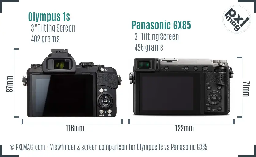 Olympus 1s vs Panasonic GX85 Screen and Viewfinder comparison