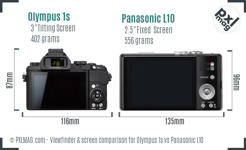 Olympus 1s vs Panasonic L10 Screen and Viewfinder comparison