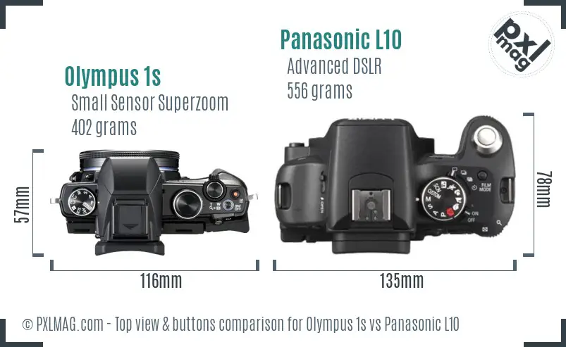 Olympus 1s vs Panasonic L10 top view buttons comparison