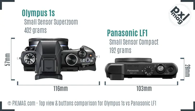 Olympus 1s vs Panasonic LF1 top view buttons comparison