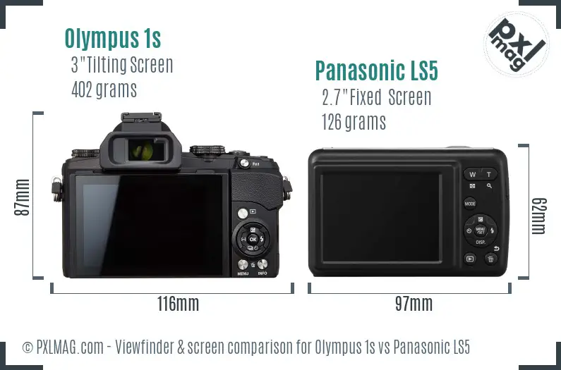 Olympus 1s vs Panasonic LS5 Screen and Viewfinder comparison
