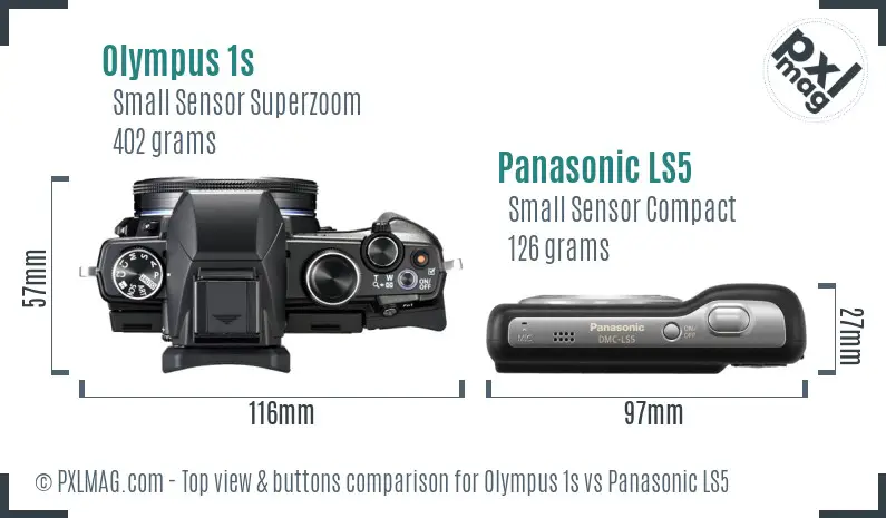 Olympus 1s vs Panasonic LS5 top view buttons comparison
