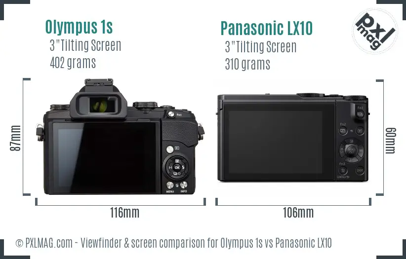 Olympus 1s vs Panasonic LX10 Screen and Viewfinder comparison