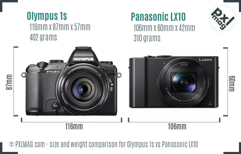 Olympus 1s vs Panasonic LX10 size comparison