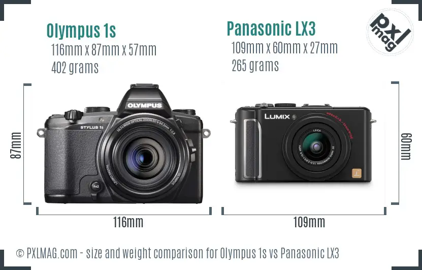 Olympus 1s vs Panasonic LX3 size comparison