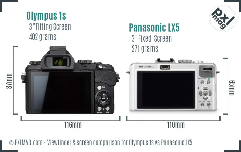 Olympus 1s vs Panasonic LX5 Screen and Viewfinder comparison