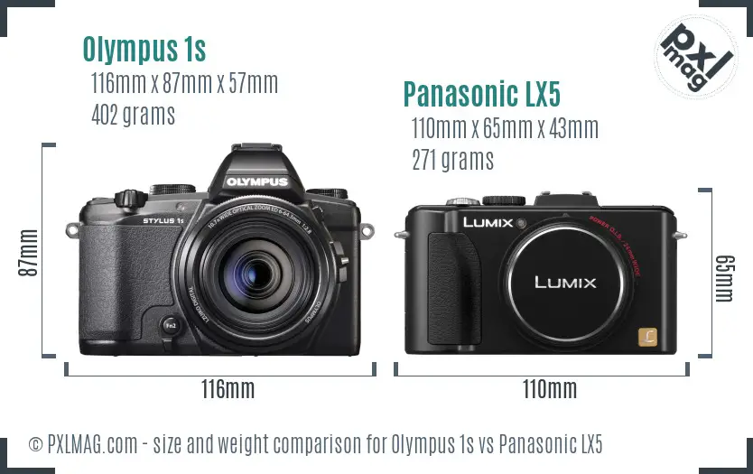 Olympus 1s vs Panasonic LX5 size comparison