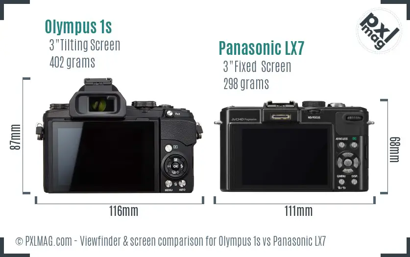 Olympus 1s vs Panasonic LX7 Screen and Viewfinder comparison