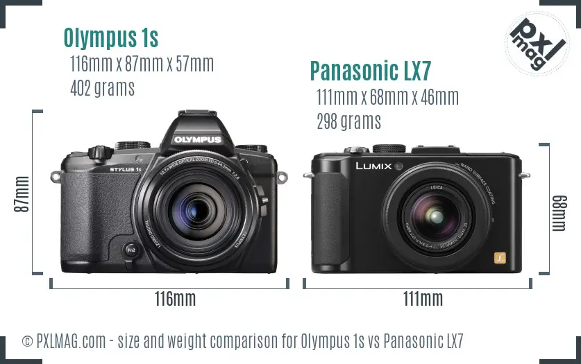 Olympus 1s vs Panasonic LX7 size comparison