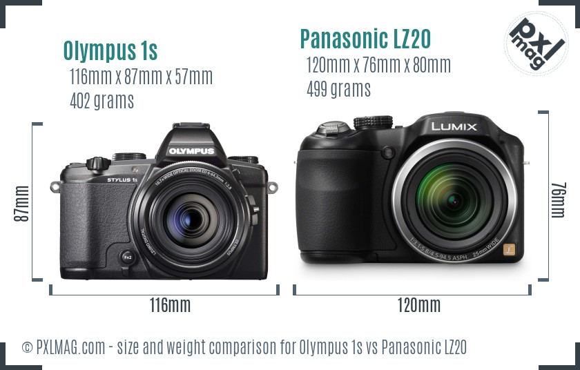 Olympus 1s vs Panasonic LZ20 size comparison