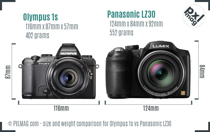 Olympus 1s vs Panasonic LZ30 size comparison