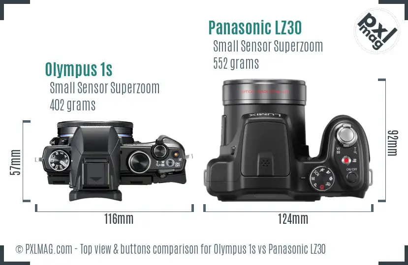 Olympus 1s vs Panasonic LZ30 top view buttons comparison