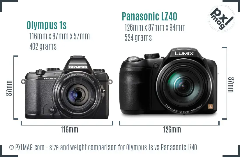 Olympus 1s vs Panasonic LZ40 size comparison