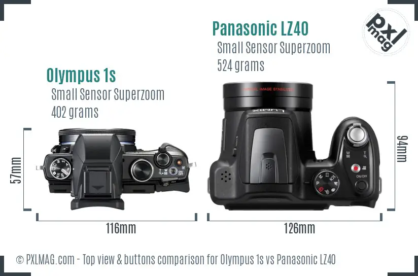 Olympus 1s vs Panasonic LZ40 top view buttons comparison