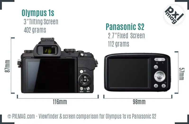 Olympus 1s vs Panasonic S2 Screen and Viewfinder comparison