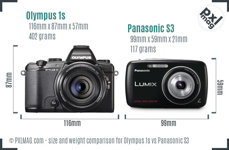 Olympus 1s vs Panasonic S3 size comparison
