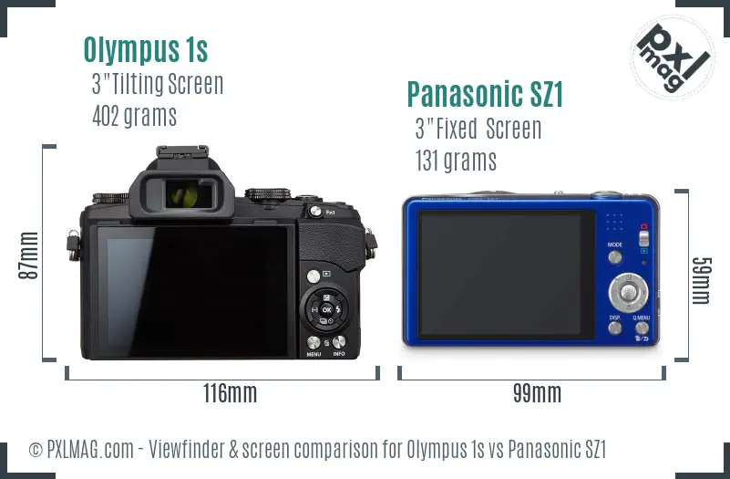 Olympus 1s vs Panasonic SZ1 Screen and Viewfinder comparison